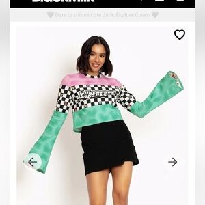 NWT BLACKMILK RACING HEARTS CROPPED BELL SWEATER XL